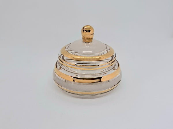 Vintage glazen sierdoosje met gouden randen