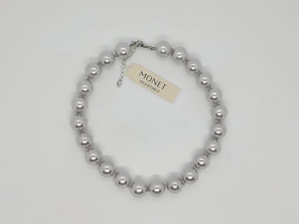 Vintage Monet parelketting zilverkleurig