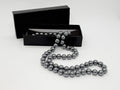 Vintage ketting grijze faux parels