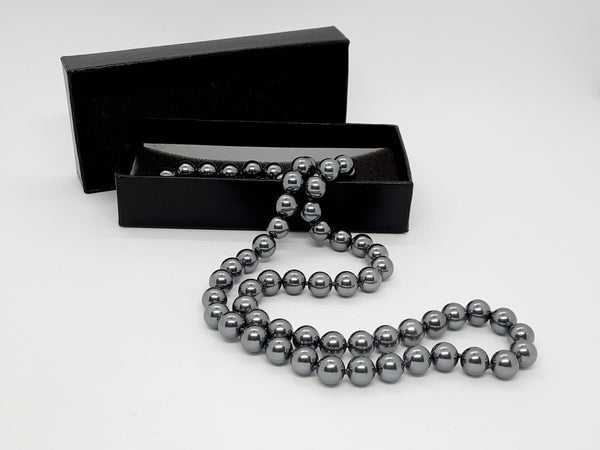 Vintage ketting grijze faux parels